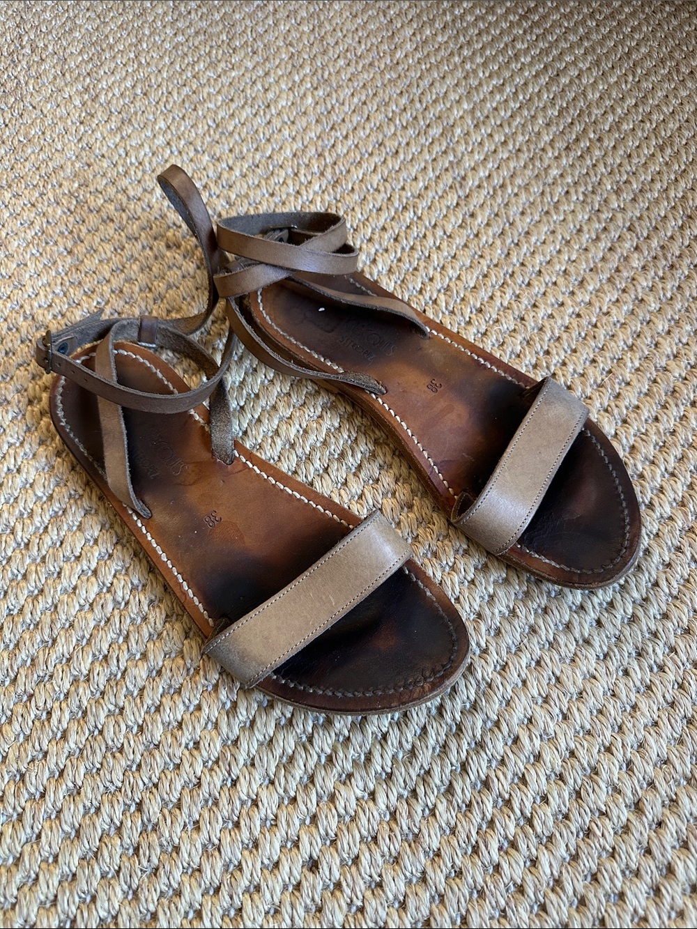 K.Jacques Leather Ankle-Tie wrap Sandals